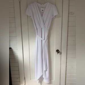 Women’s White Wrap Maxi Dress with Tie Waist
